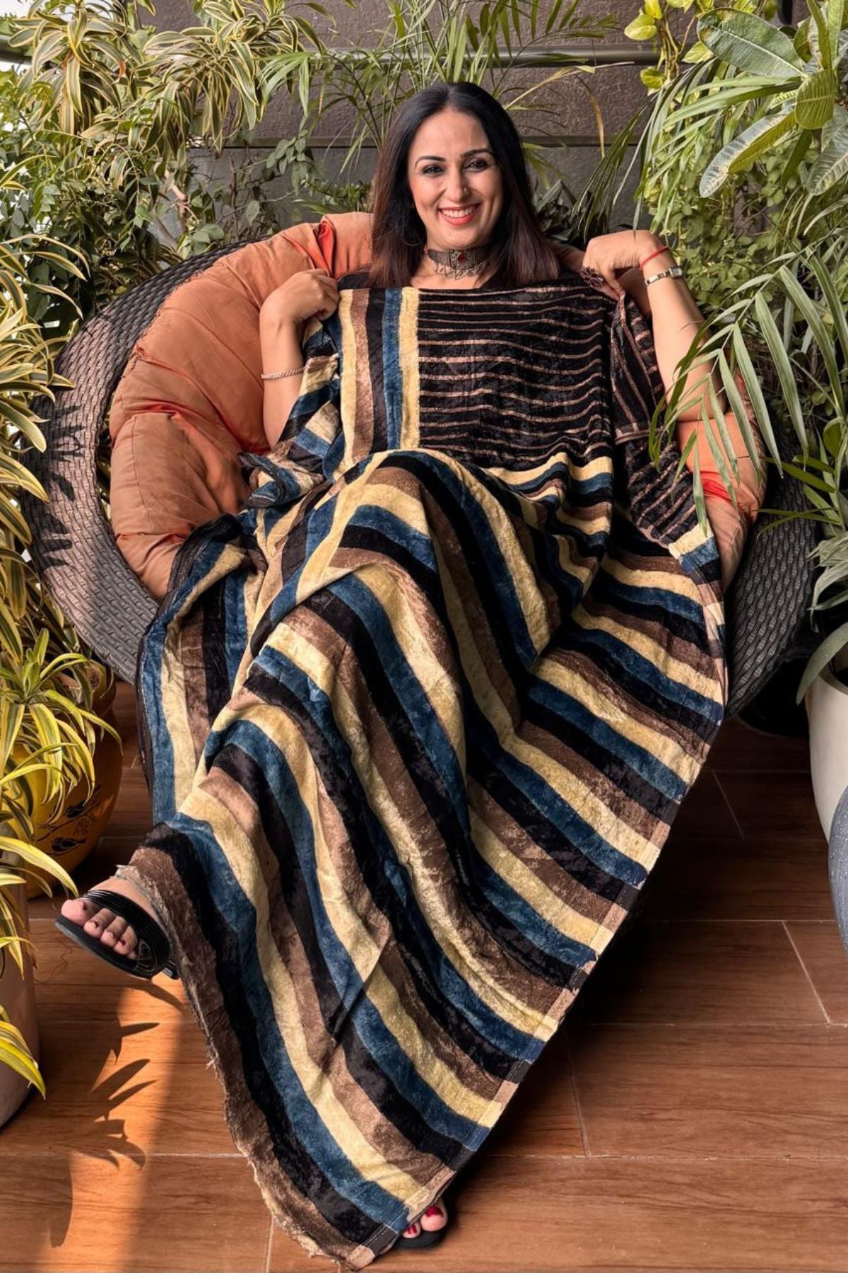Ajrakh art on velvet (kurta only)